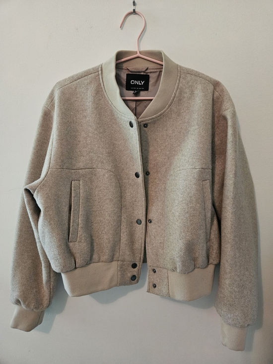 Only Jackets & Blazers - ONLY Neutral Taupe Wool-Blend Bomber